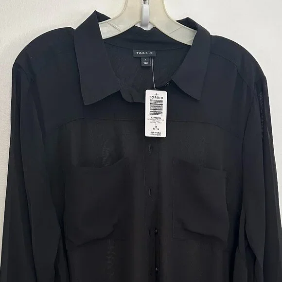 Chiffon Button Up - Picture 3 of 4